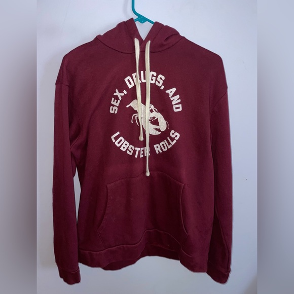 Sex, Drugs & Lobster Rolls Women’s Maroon Large Hoodie - Picture 2 of 4